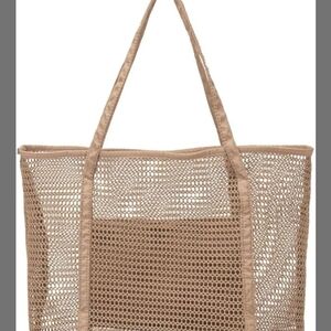 Elegant Tan Mesh Tote Bag